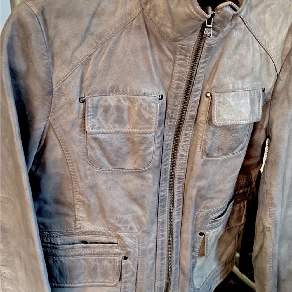 Vintage Kenneth Cole Gray Leather Jacket
